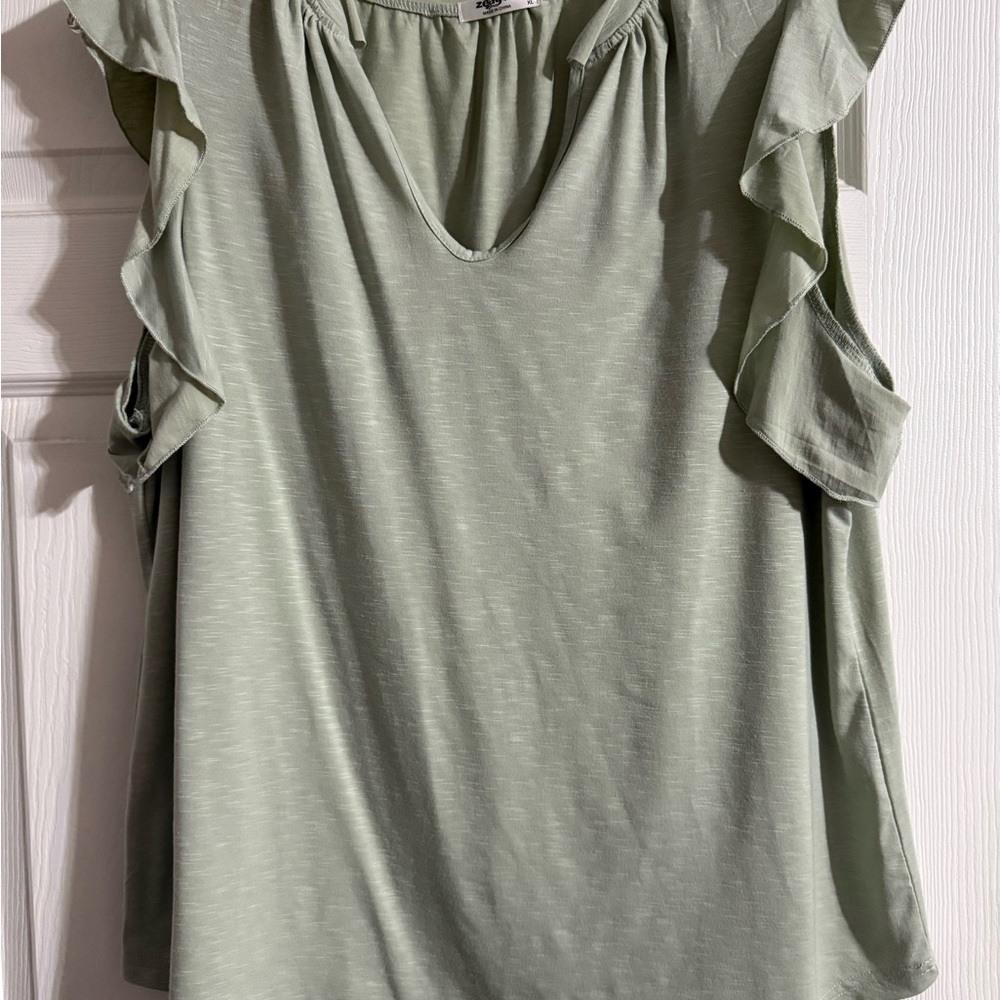 Zeagoo Light Green Ruffle Sleeve Blouse